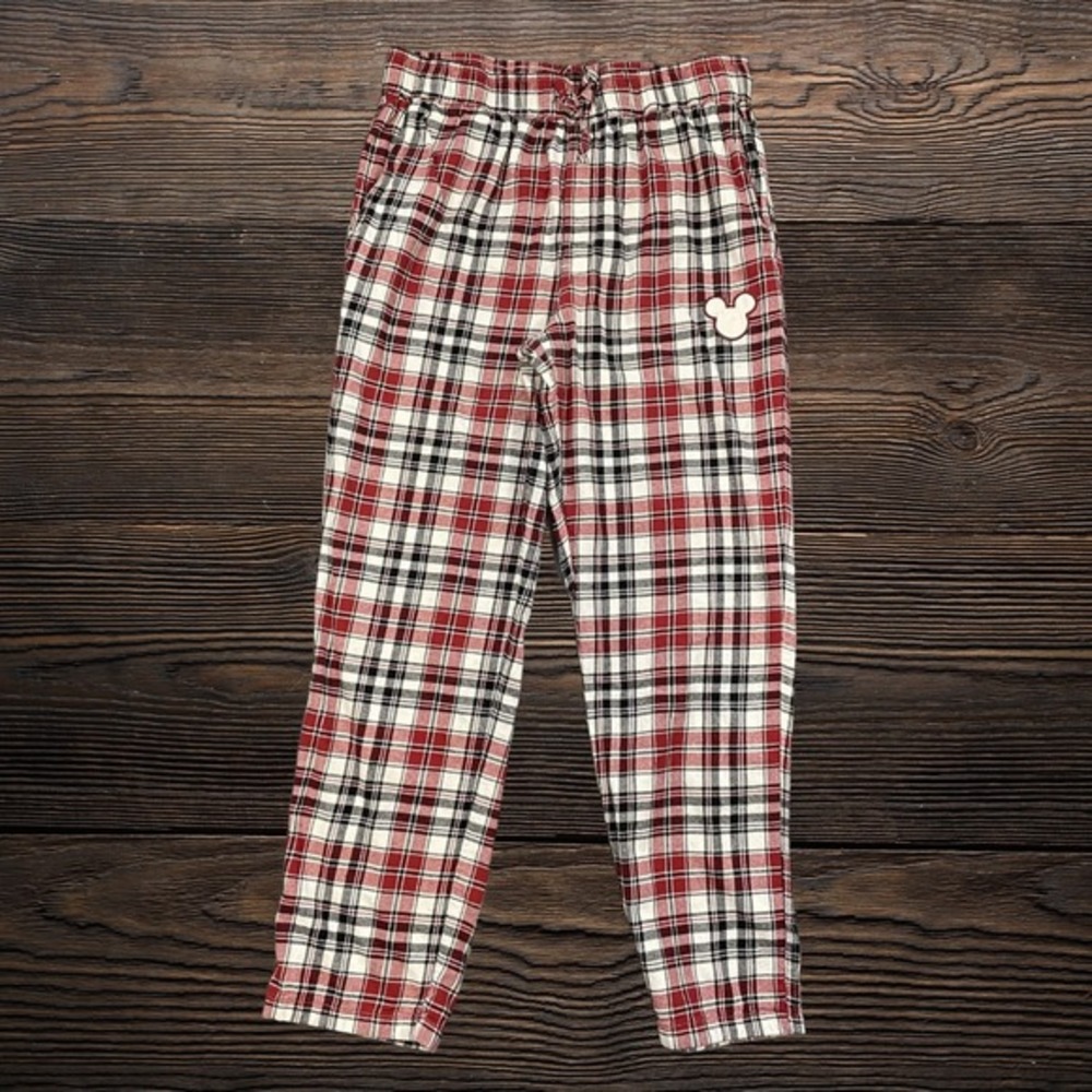Disney Mickey Mouse Plaid Pajama Pants Red White Black Women Medium Lounge Sleep